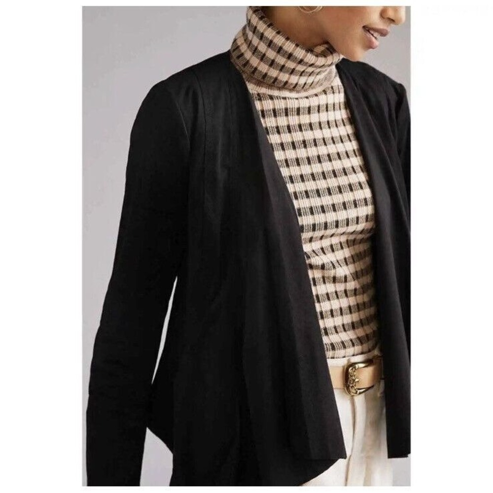 Anthropologie‎ Hutch Jacket Draped Faux Suede Black Boho Size M NEW